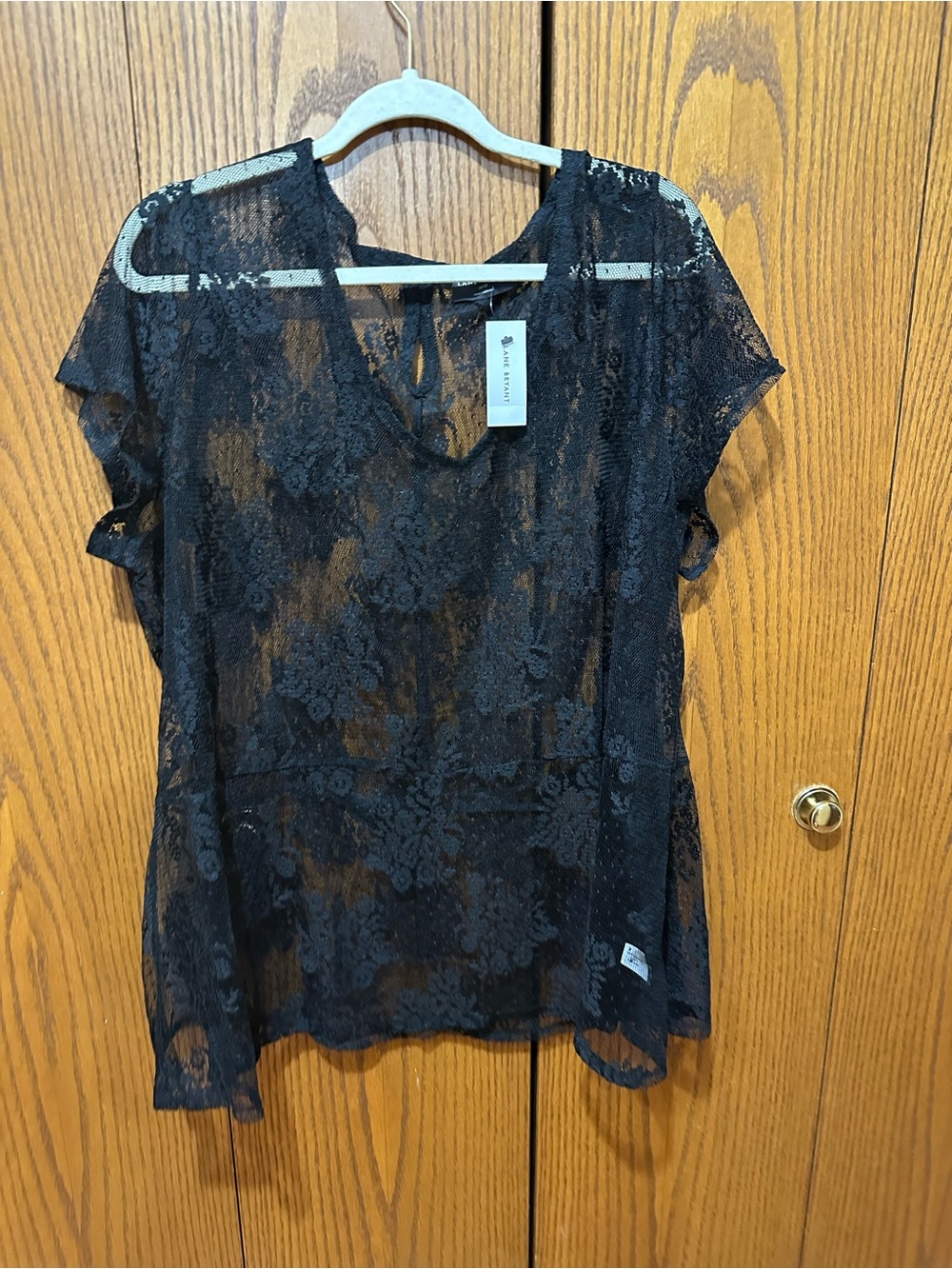 Lane Bryant Black Lace Short Sleeve Blouse